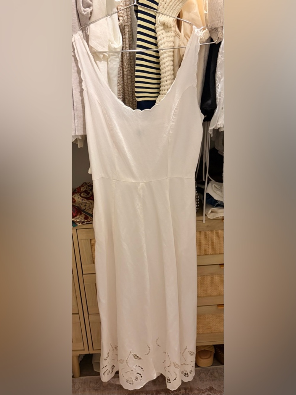 Universal Thread White Maxi Dress with Eyelet Hem